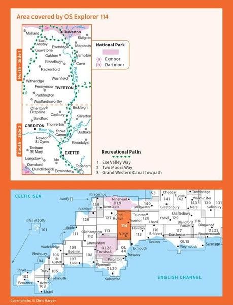 OS Explorer Map 114 - Exeter and The Exe Valley - overview