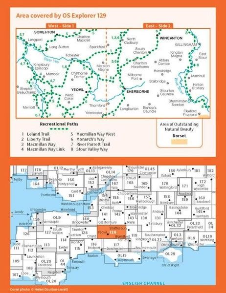 OS Explorer Map 129 - Yeovil and Sherborne - overview