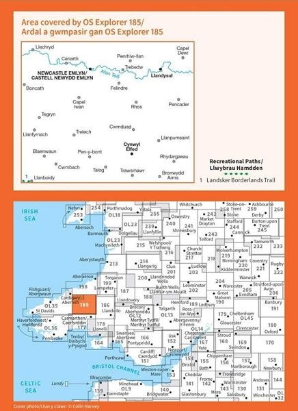 OS Explorer Map 185 - Newcastle Emlyn and Castell Newydd Emlyn - overview