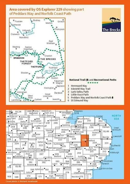 OS Explorer Map 229 - Thetford Forest in The Brecks - overview