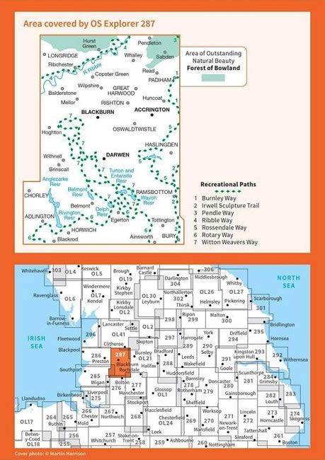 OS Explorer Map 287 - West Pennine Moors - overview