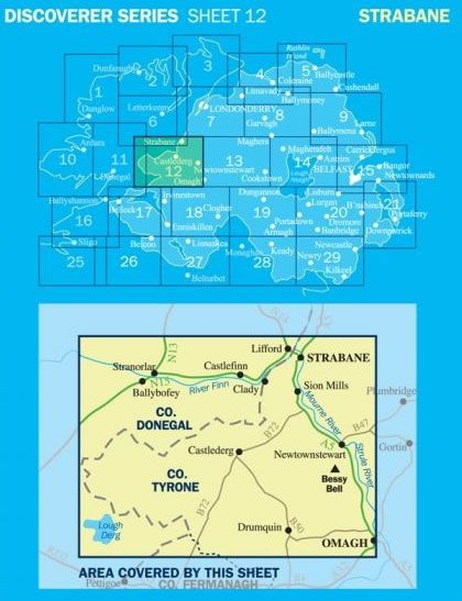 Irish Discoverer Map 12, Strabane - Area covered