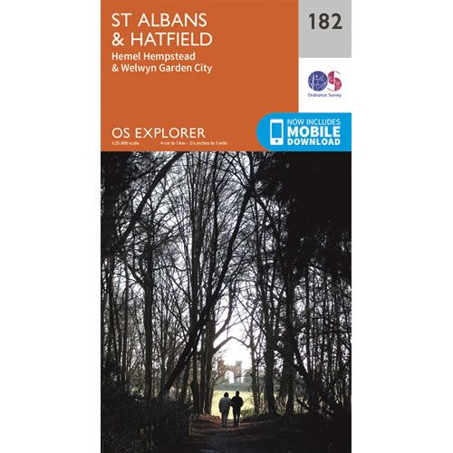 OS Explorer 182 - St Albans and Hatfield Map