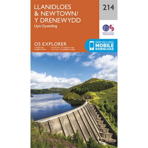 OS Explorer 214 - Llanidloes and Newtown Map