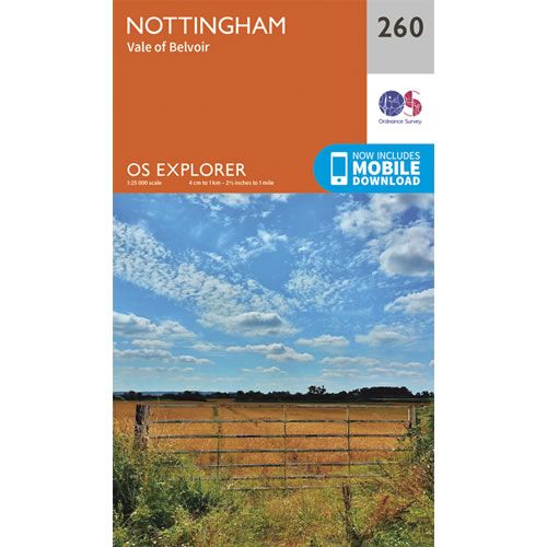 OS Explorer 260  - Nottingham and Vale of Belvoir Map