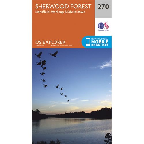 OS Explorer 270 - Sherwood Forest and Mansfield Map