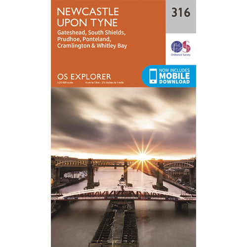 OS Explorer 316 - Newcastle upon Tyne Map