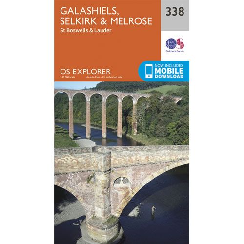 OS Explorer 338 - Galashiels, Selkirk and Melrose Map