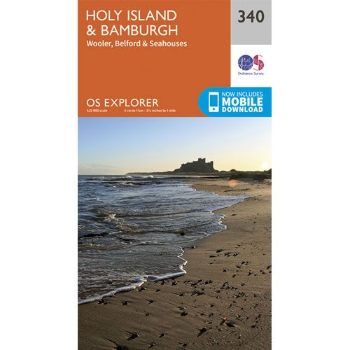 OS Explorer 340 - Holy Island and Bamburgh Map