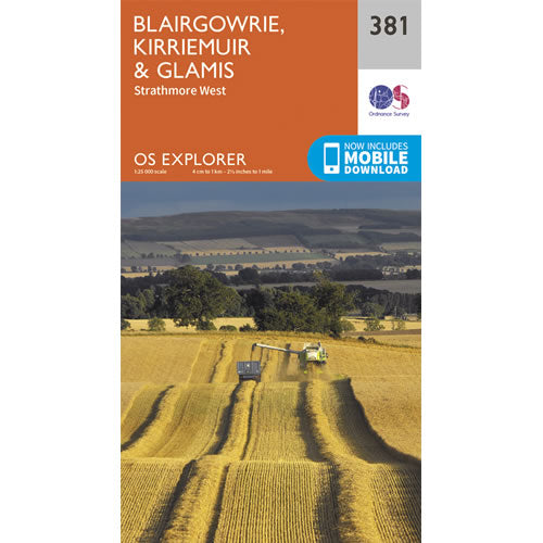 OS Explorer 381 - Blairgowrie, Kirriemuir and Glamis Map