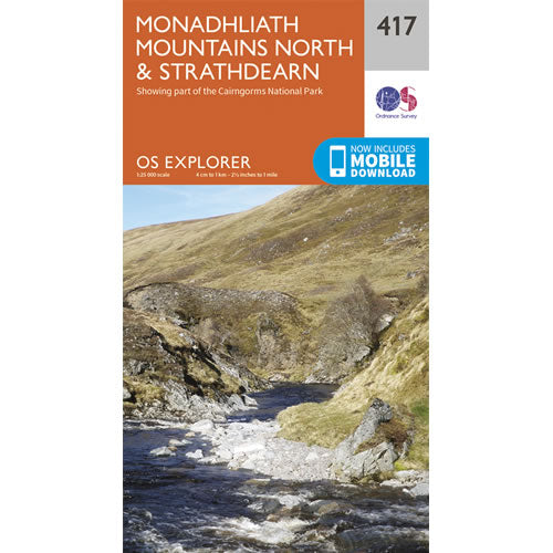 OS Explorer 417 - Monadhliath Mountains North Map