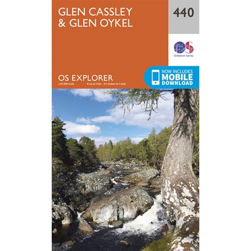 OS Explorer 440 - Glen Cassley and Glen Oykel Map