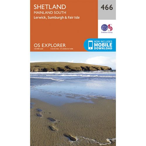 OS Explorer 466 - Shetland - Mainland South Map