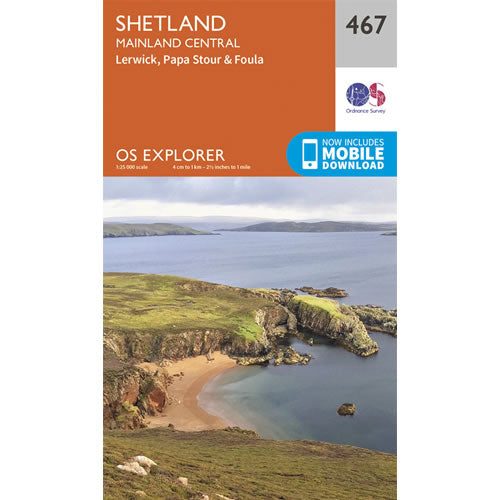 OS Explorer 467 - Shetland - Mainland Central Map