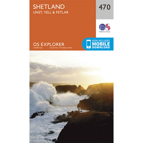 OS Explorer 470 - Shetland, Unst, Yell and Fetlar Map