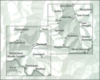 Zermatt-Saas Fee Walking Map 3306T - Area Covered