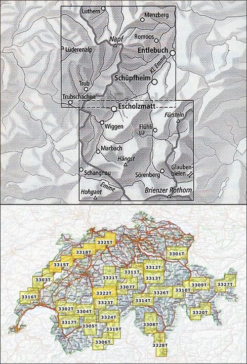 Napf - Sörenberg Walking Map 3321T - Area Covered