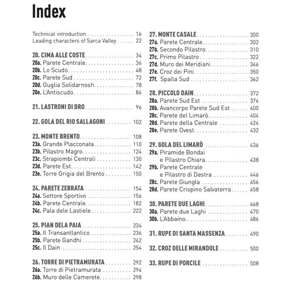 Arco Walls rock climbing guidebook – Volume 2 - Crag Index