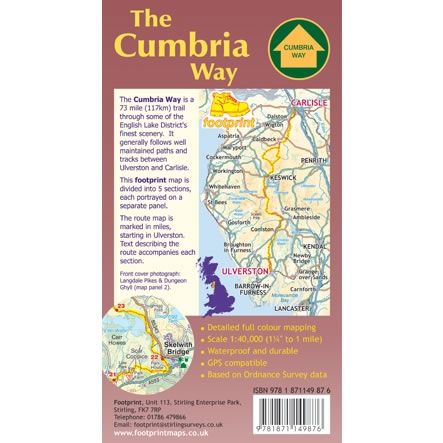 Footprint Cumbria Way Map - Rear cover