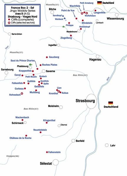 France East Roc 2 Guidebook - Area B - Northern Vosges region near the city of Strasbourg close to the German border