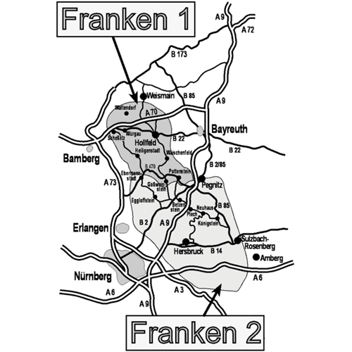 Franken 1 and Franken 2 area map