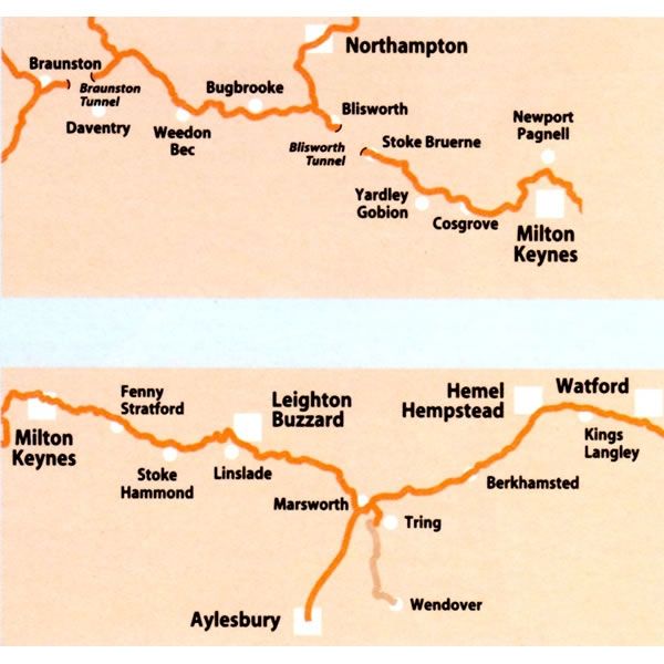 Grand Union Canal Map - Braunston to Kings Langley - area covered