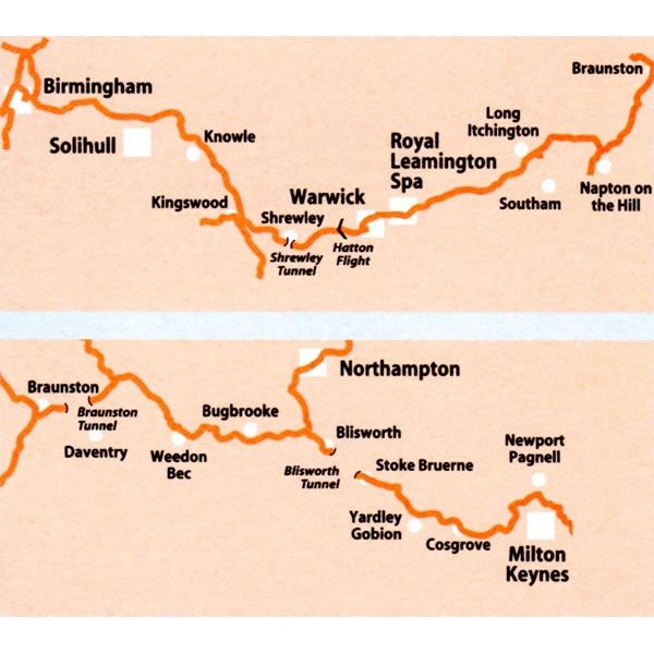 Grand Union Canal Map - Birmingham to Milton Keynes - area covered