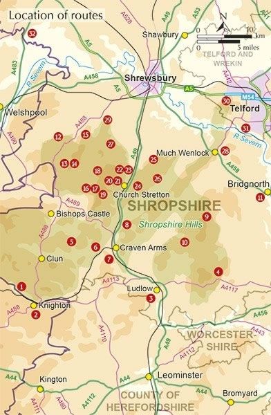 Hillwalking in Shropshire Guidebook - Area covered