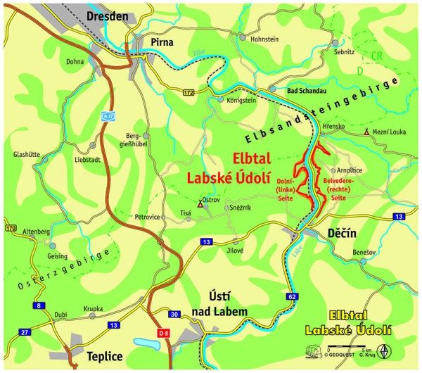 Labske Udoli Rock Climbing Guidebook - Area Overview Map