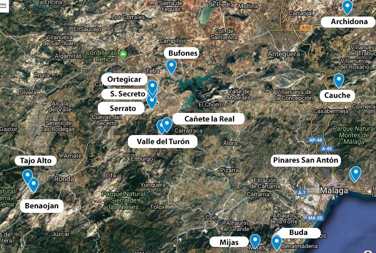 Malaga Sport Climbing Guidebook - Area Covered