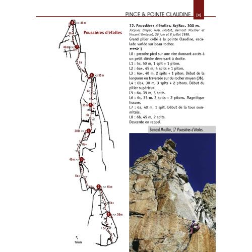 Mont Blanc Granite Guidebook – Argentiere Basin - Example topo