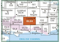 OS Explorer OL34 - Crawley and Horsham Map - Area covered