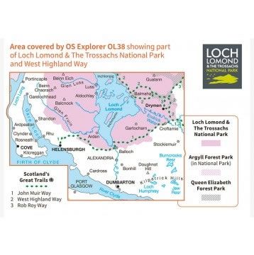 OS Explorer Map OL38 - Loch Lomond South - area covered