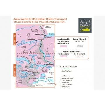 OS Explorer Map OL46 - The Trossachs - area covered