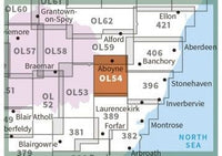 OS Explorer Map OL54 - Glen Esk and Glen Tanar - surrounding area