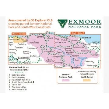 OS Explorer Map OL09 - Exmoor - area covered