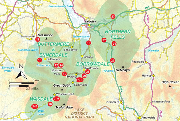 Scrambles in the Lake District Guidebook - North - Areas Covered