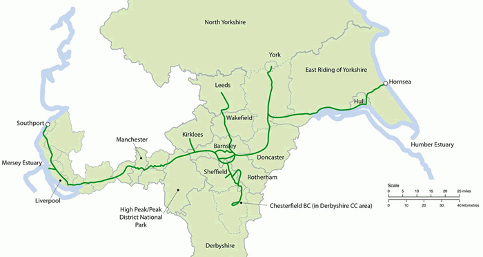 Trans Pennine Trail Route Map