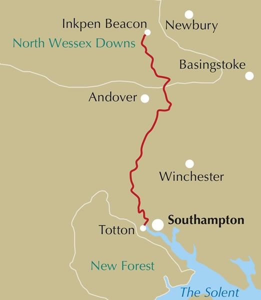 Walking Hampshire's Test Way Guidebook - Overview Map