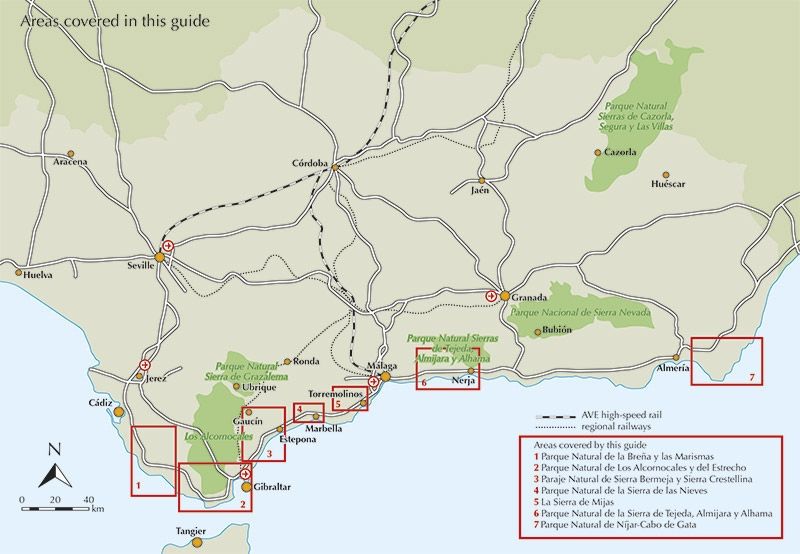 Walking on Coastal Paths in Andalucia - Overview Map