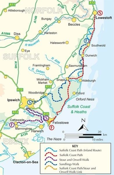 Suffolk Coast and Heath Walks Guidebook - Area Covered