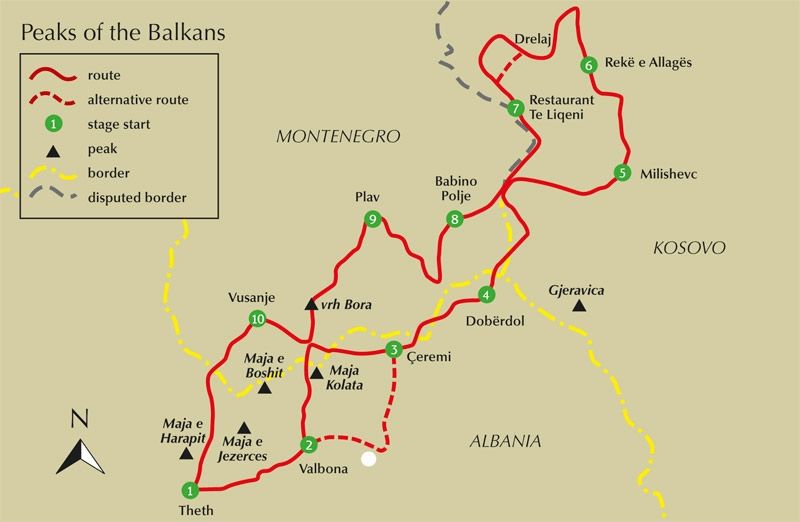 Walking the Peaks of the Balkans Trail Guidebook - Overview Map