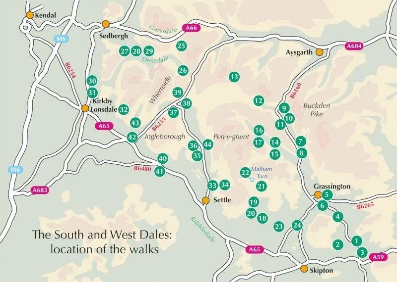 Walking in the Yorkshire Dales Guidebook: South and West - Walks area overview